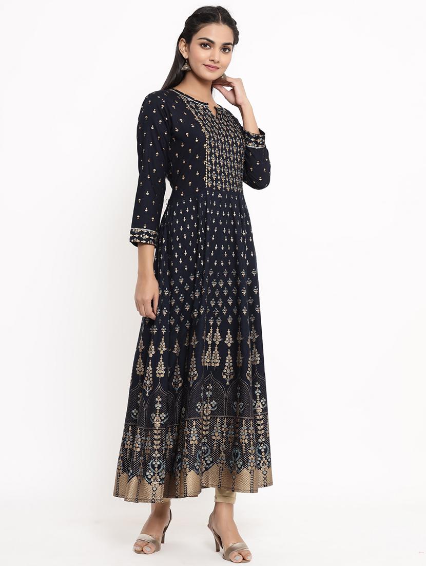 gold print anarkali kurta - 17462529 - Zoom Image - 2