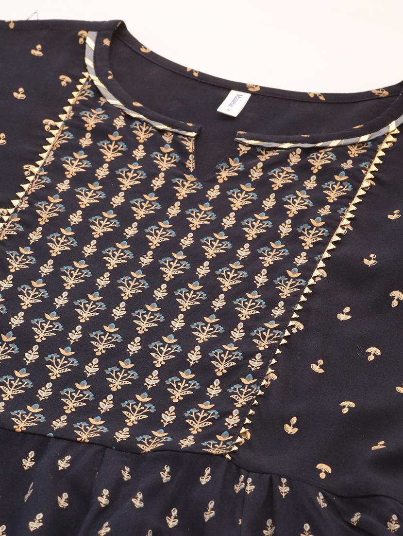 gold print anarkali kurta - 17462529 - Zoom Image - 5
