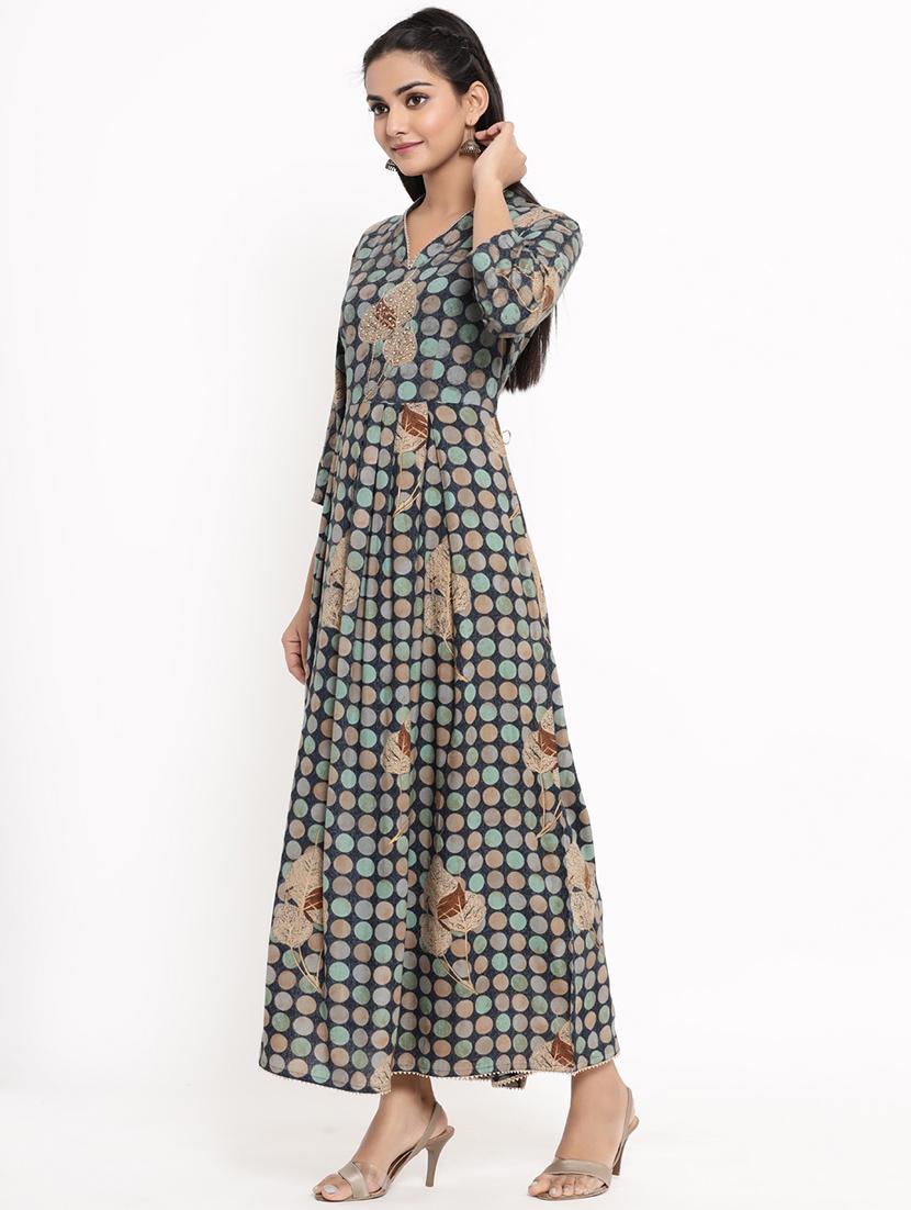 polka dots embellished anarkali kurta - 17462531 - Zoom Image - 2