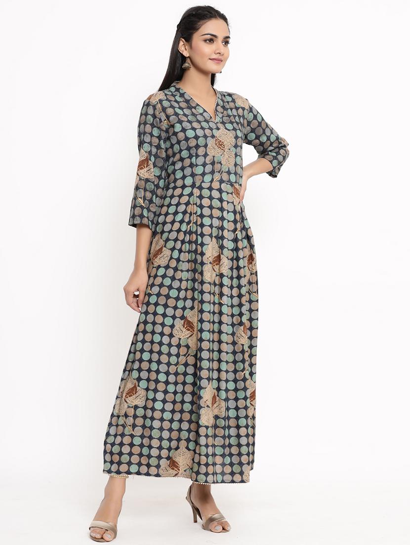 polka dots embellished anarkali kurta - 17462531 - Zoom Image - 3