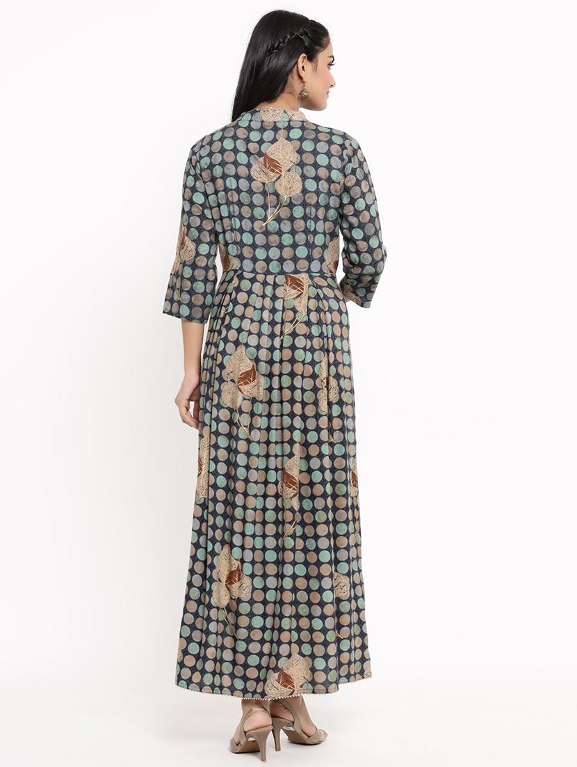 polka dots embellished anarkali kurta - 17462531 - Zoom Image - 4