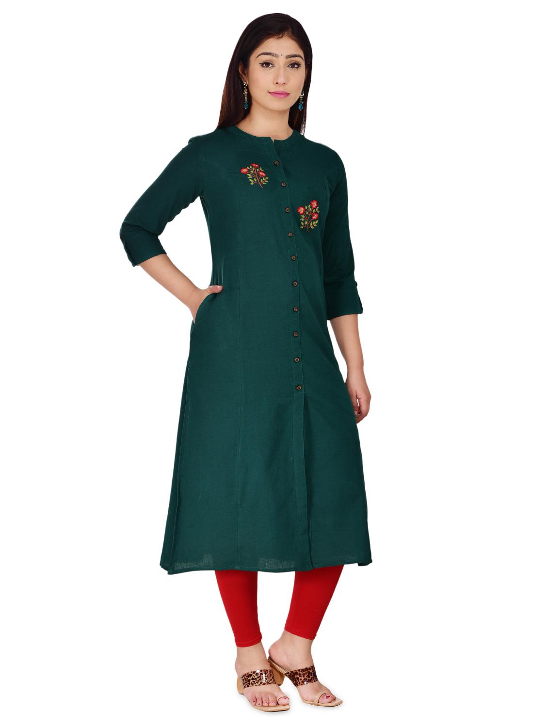 embroidered straight kurta - 17462586 - Zoom Image - 2