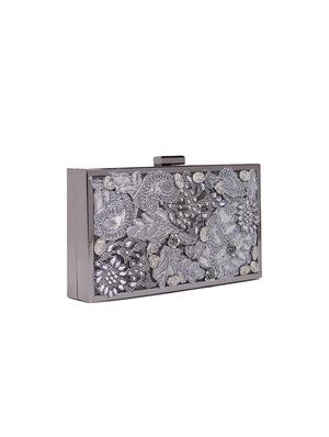 grey metal box clutch - 17462602 - Standard Image - 4