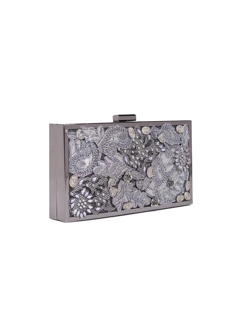 grey metal box clutch - 17462602 - Zoom Image - 4