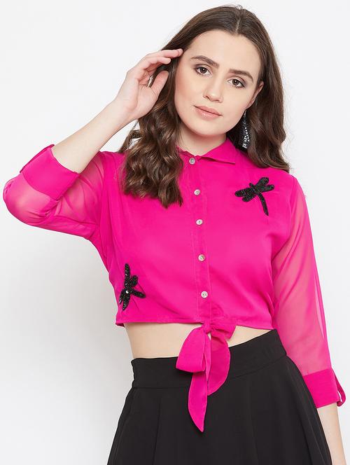 tie front embellished top - 17462649 - Standard Image - 1