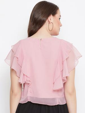 ruffle sleeved crop top - 17462653 - Standard Image - 3