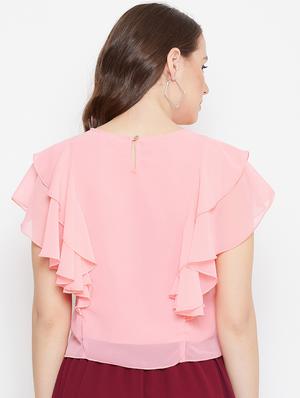 ruffle sleeved crop top - 17462654 - Standard Image - 3