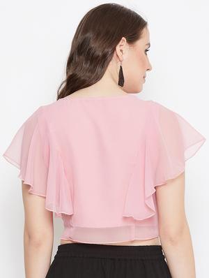ruffle sleeved crop top - 17462656 - Standard Image - 3
