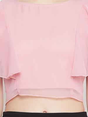 ruffle sleeved crop top - 17462656 - Standard Image - 5