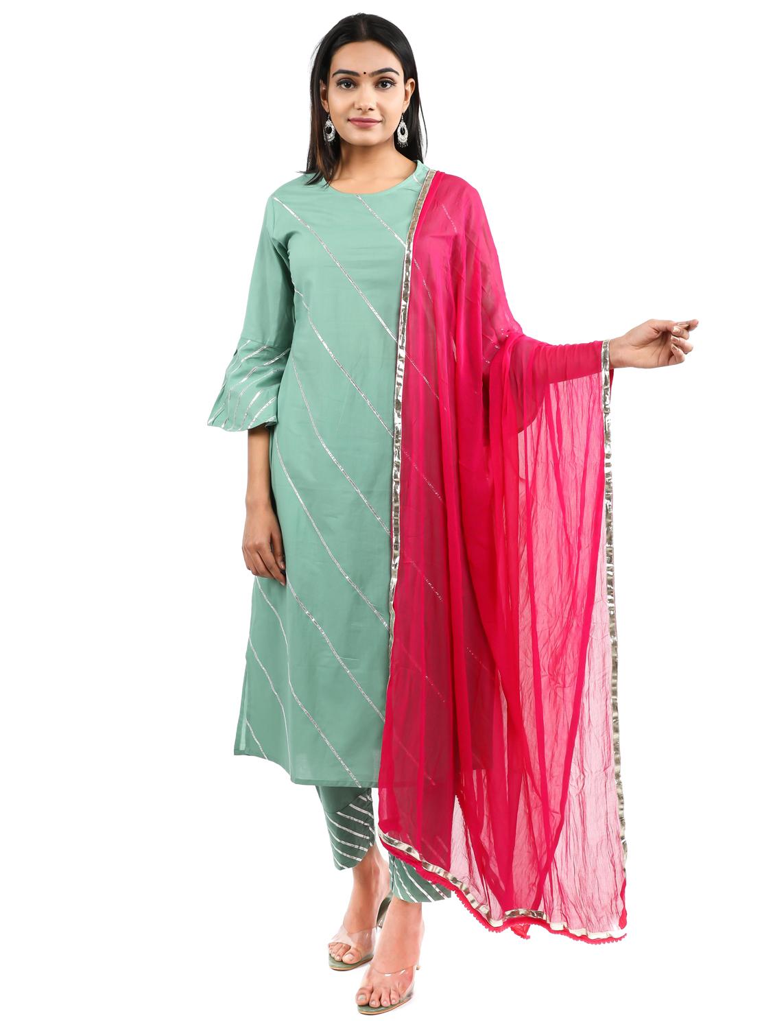 solid gota work suit set - 17462673 - Zoom Image - 1
