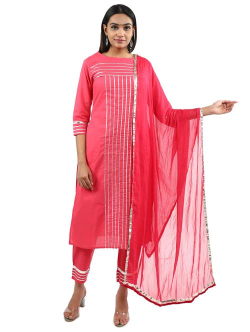 solid gota patti kurta pant set - 17462674 - Standard Image - 1