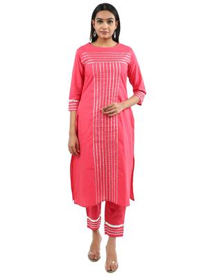 solid gota patti kurta pant set - 17462674 - Standard Image - 2