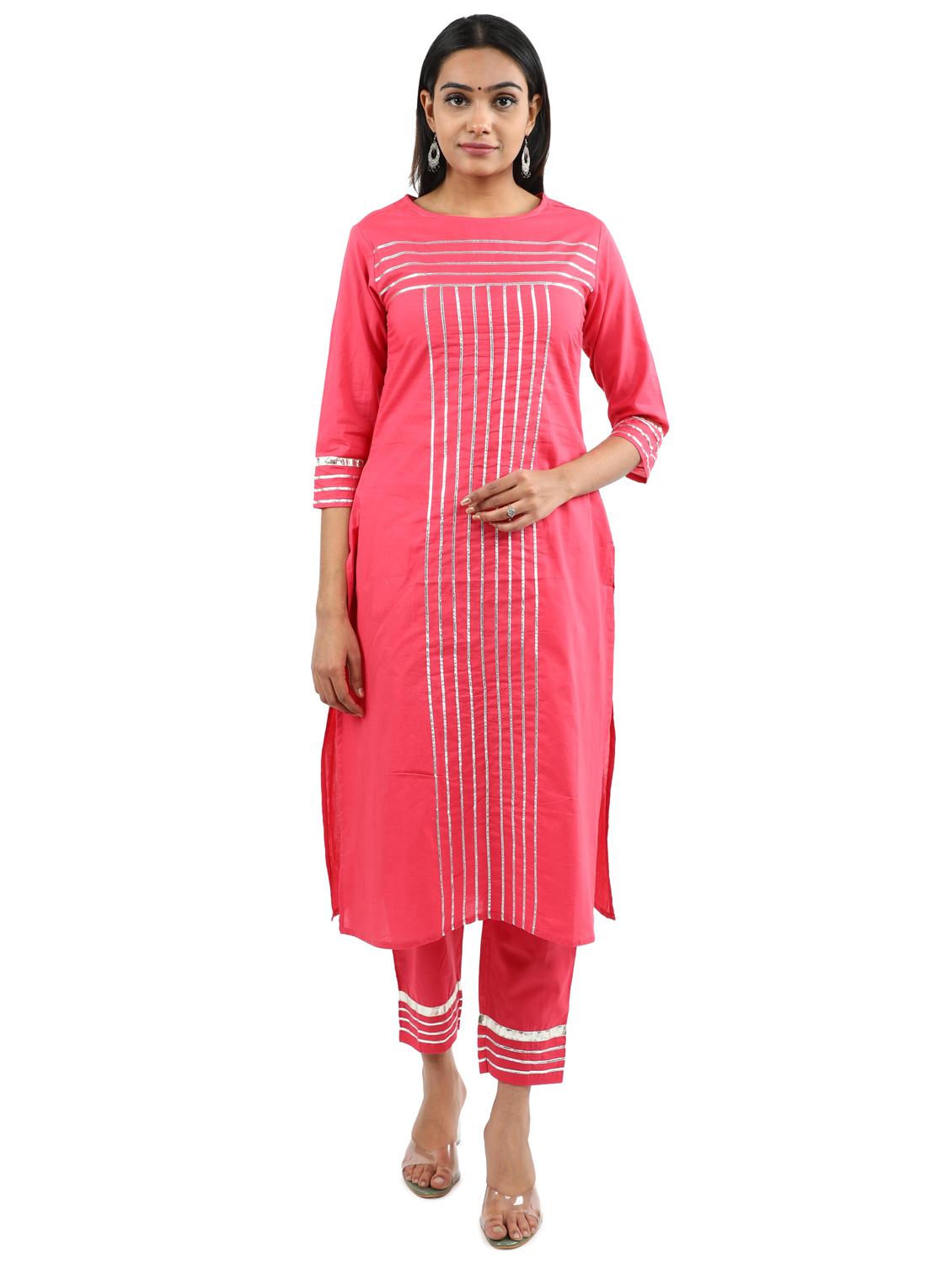 solid gota patti kurta pant set - 17462674 - Zoom Image - 2