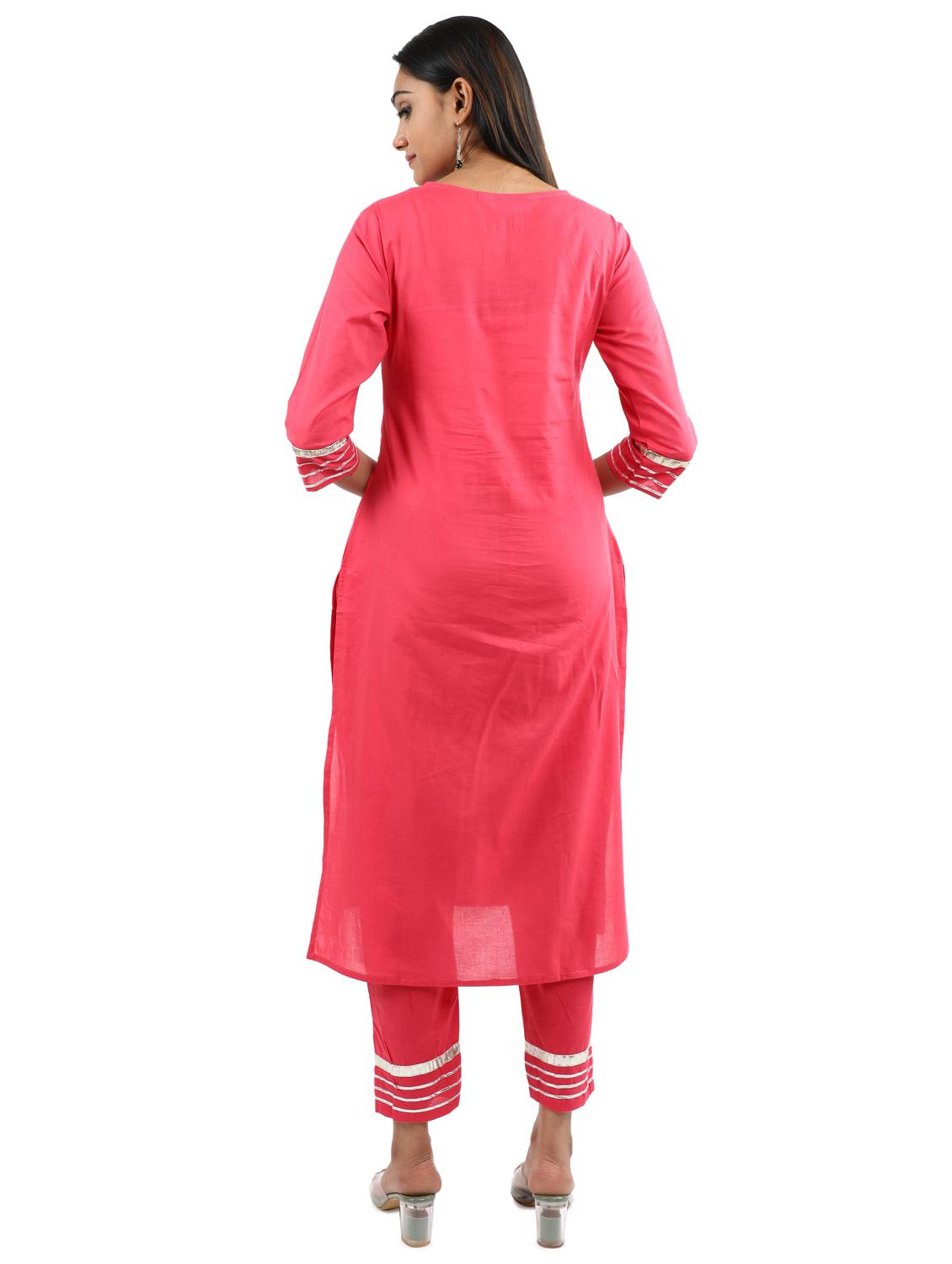 solid gota patti kurta pant set - 17462674 - Zoom Image - 4