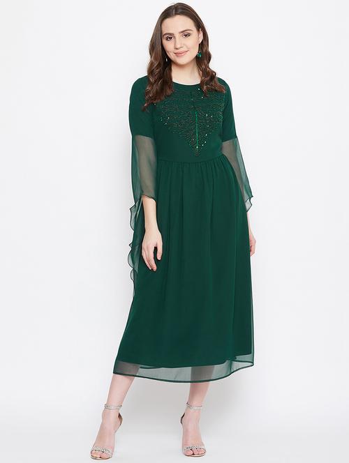 embroidered fit & flare ethnic dress - 17462696 - Standard Image - 1