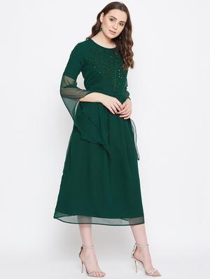 embroidered fit & flare ethnic dress - 17462696 - Standard Image - 2