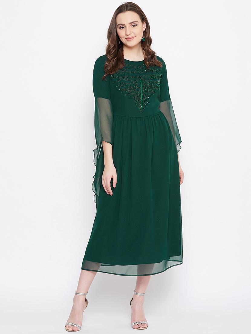 embroidered fit & flare ethnic dress - 17462696 - Zoom Image - 1
