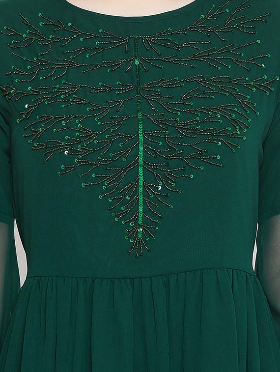 embroidered fit & flare ethnic dress - 17462696 - Zoom Image - 4