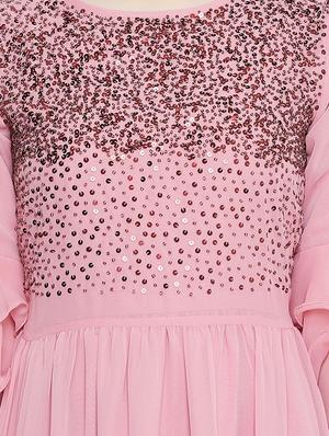 bell sleeved embellished fit & flare dress - 17462697 - Standard Image - 4