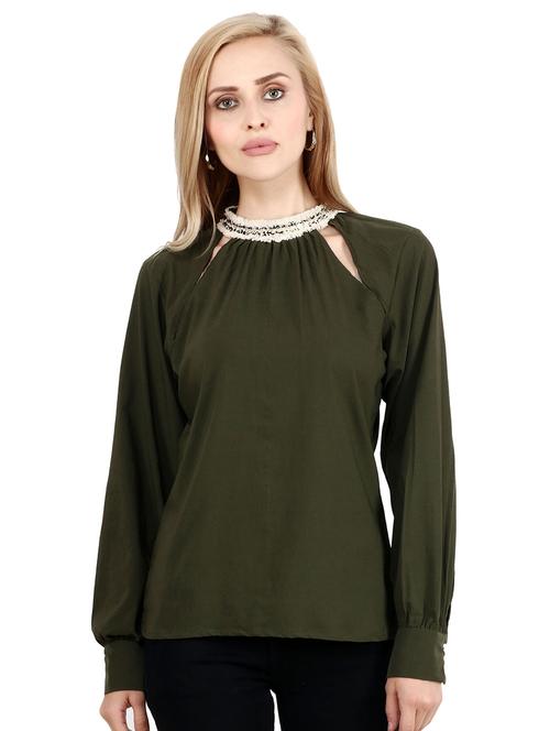 lace detail long sleeved top - 17462708 - Standard Image - 1