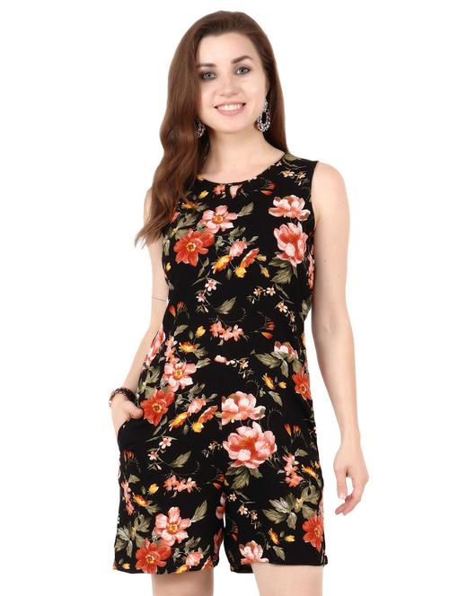 round neck floral romper - 17462713 - Standard Image - 1