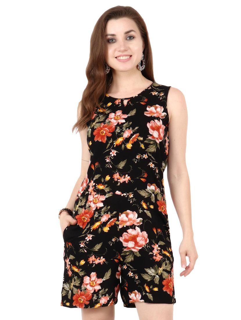 round neck floral romper - 17462713 - Zoom Image - 1