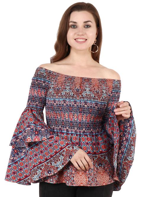 off shoulder bell sleeved top - 17462717 - Standard Image - 1