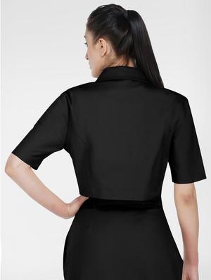 lapel neck crop top - 17462842 - Standard Image - 4