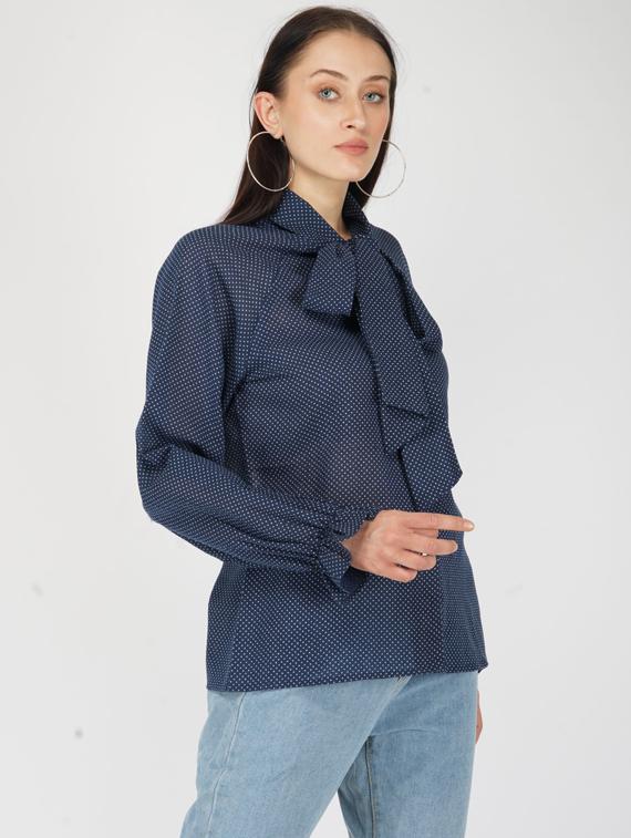 tie up neck bishop sleeves top - 17462843 - Zoom Image - 2