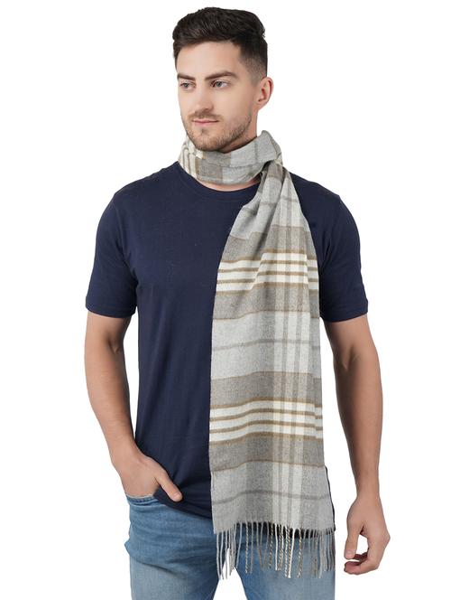 grey checkered wool muffler - 17462845 - Very Small Image - 1