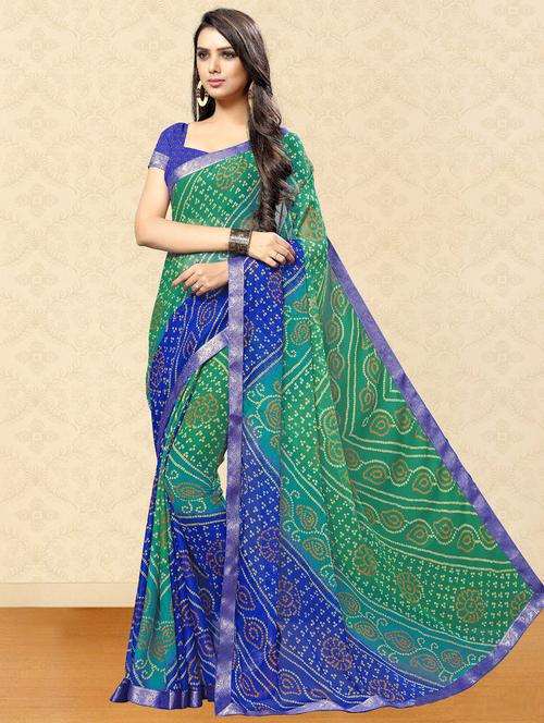 bandhani printed saree with blouse - 17462917 - Standard Image - 1