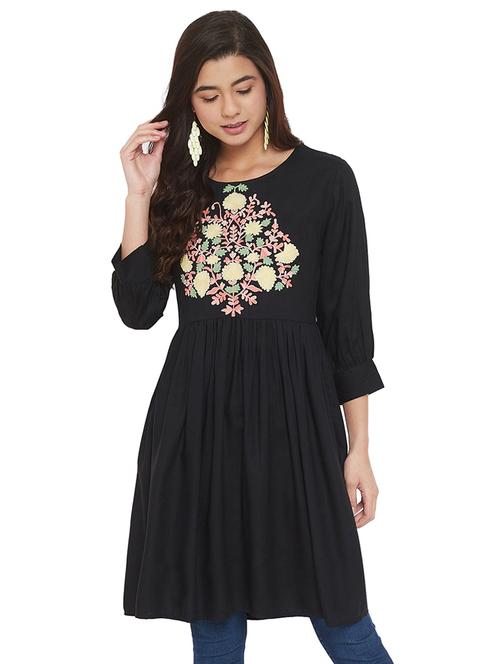round neck embroidered tunic - 17462938 - Standard Image - 1
