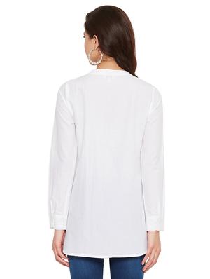 mandarin neck embroidered detail tunic - 17462941 - Standard Image - 3