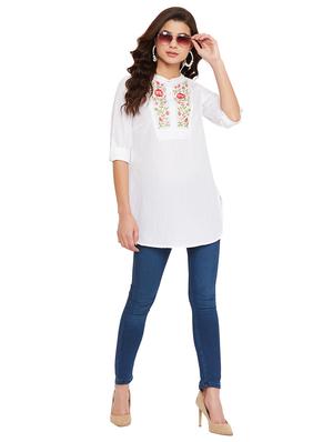mandarin neck embroidered detail tunic - 17462941 - Standard Image - 4