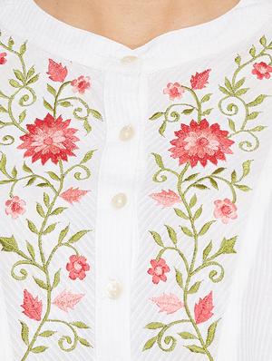 mandarin neck embroidered detail tunic - 17462941 - Standard Image - 5