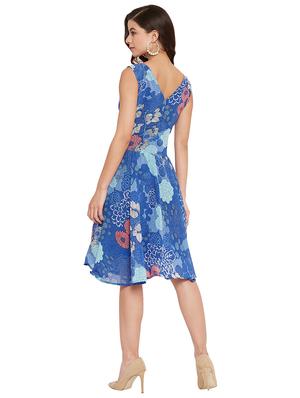 boat neck floral a-line dress - 17462950 - Standard Image - 3