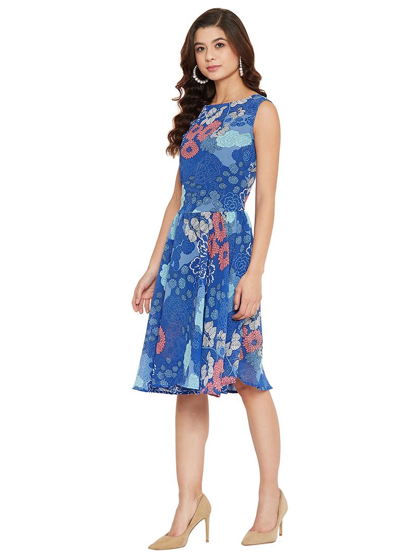 boat neck floral a-line dress - 17462950 - Zoom Image - 2