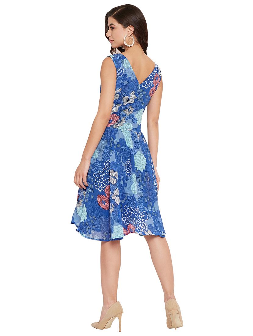 boat neck floral a-line dress - 17462950 - Zoom Image - 3