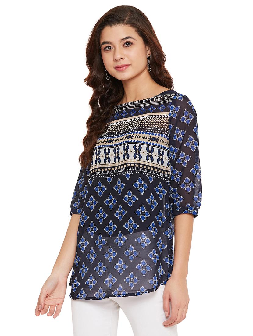 boat neck printed top - 17462952 - Zoom Image - 2