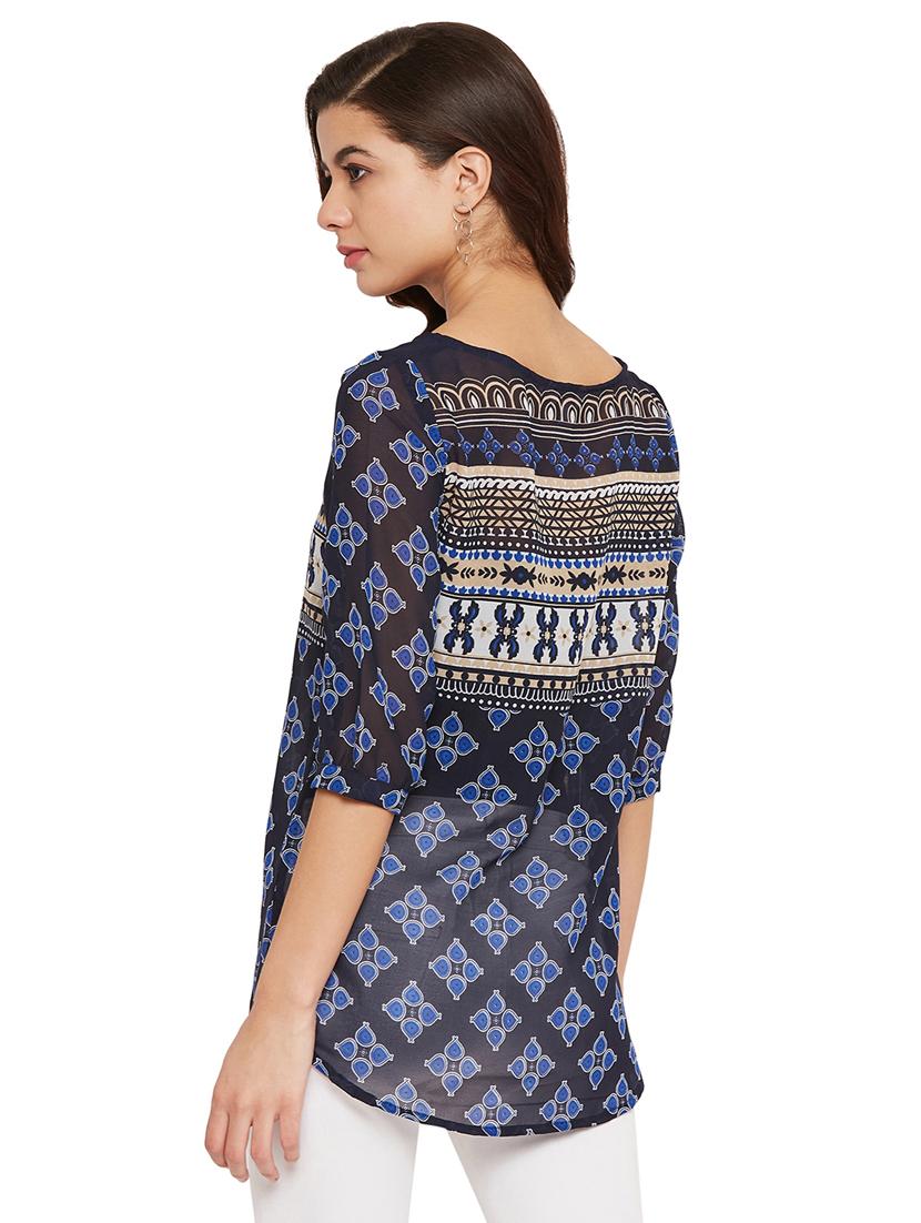 boat neck printed top - 17462952 - Zoom Image - 3