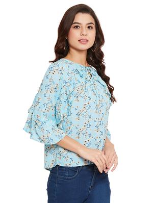 tie up neck floral top - 17462957 - Standard Image - 2