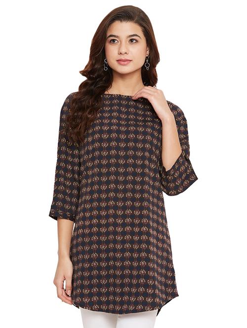 boat neck printed tunic - 17462959 - Standard Image - 1