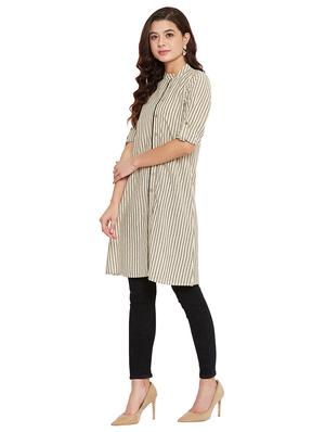 mandarin neck striped tunic - 17462962 - Standard Image - 2