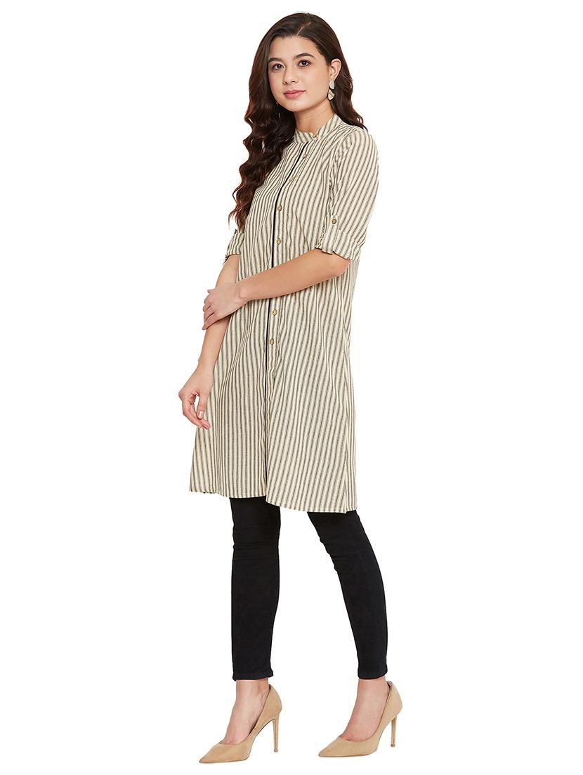 mandarin neck striped tunic - 17462962 - Zoom Image - 2