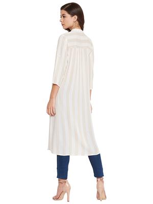 white rayon aline kurta - 17462966 - Standard Image - 3