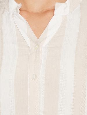 white rayon aline kurta - 17462966 - Standard Image - 4