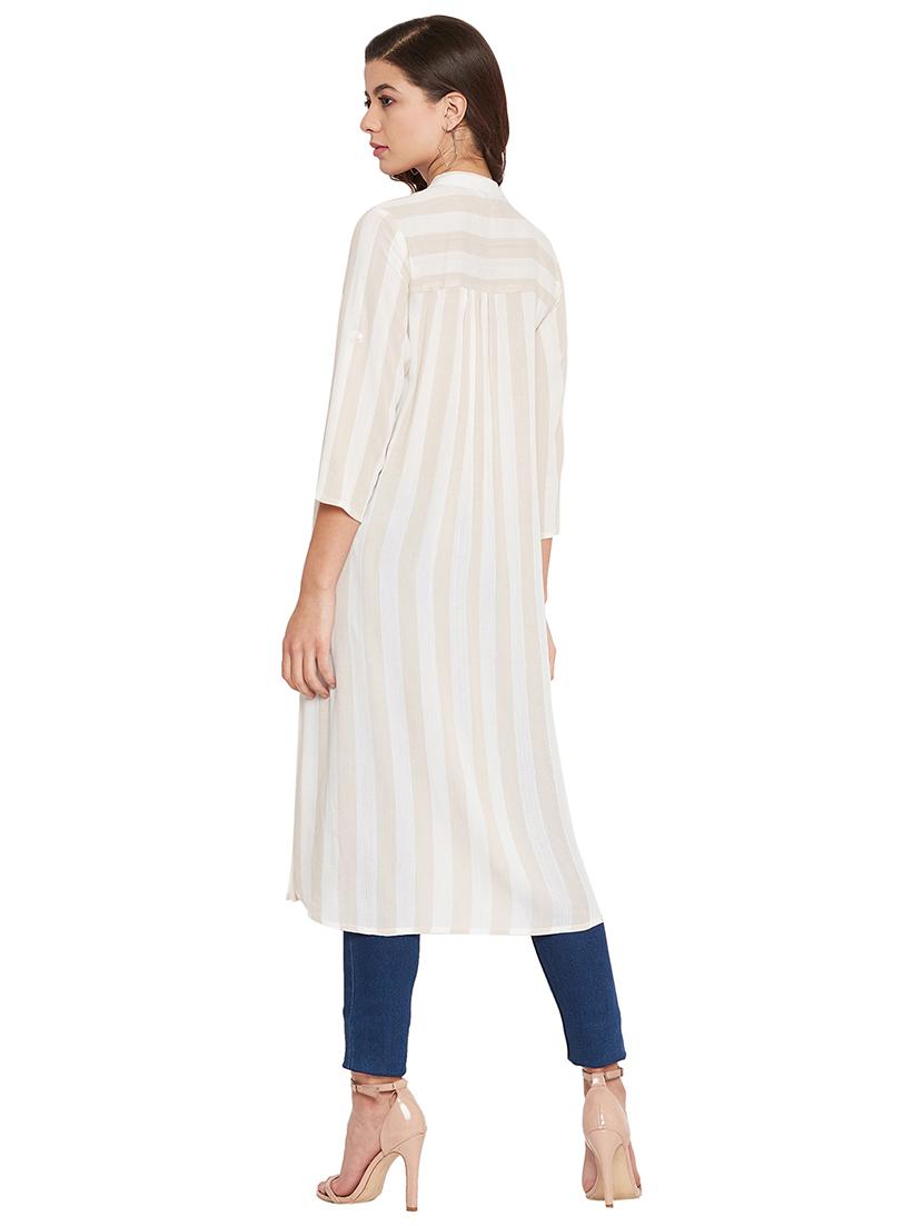 white rayon aline kurta - 17462966 - Zoom Image - 3