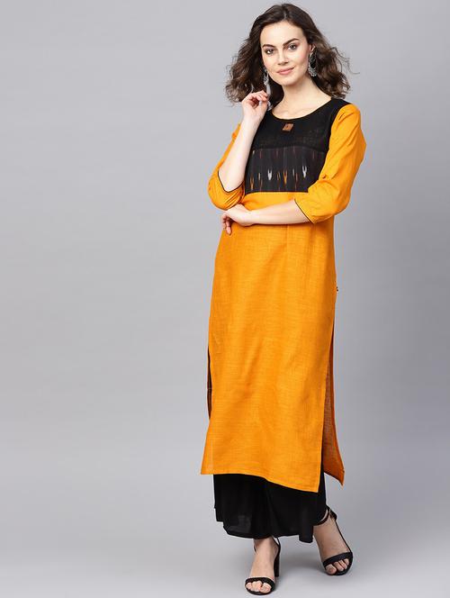 color block straight kurta - 17463054 - Standard Image - 1