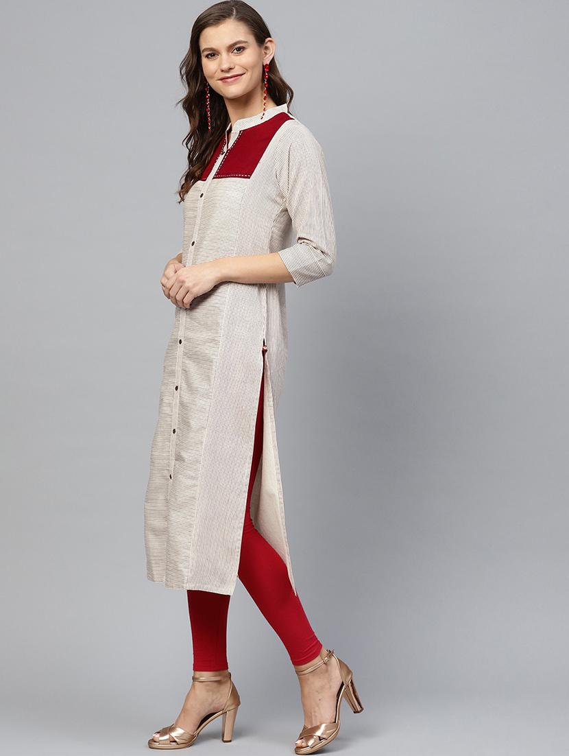 striped straight kurta - 17463073 - Zoom Image - 2