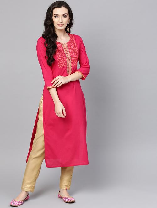 solid straight kurta - 17463098 - Standard Image - 1